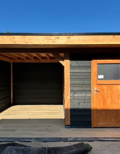 Douglas overkapping met schuur 580 x 330 cm